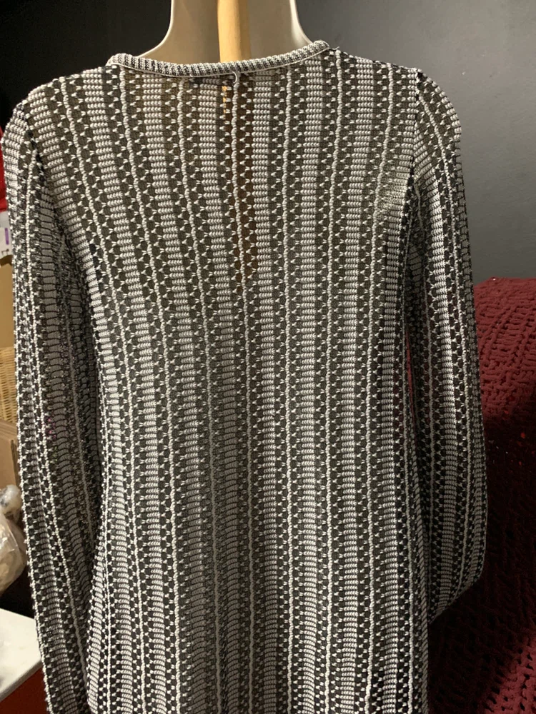 Zara Black and White Striped Long Sleeve Knit Top - photo 2