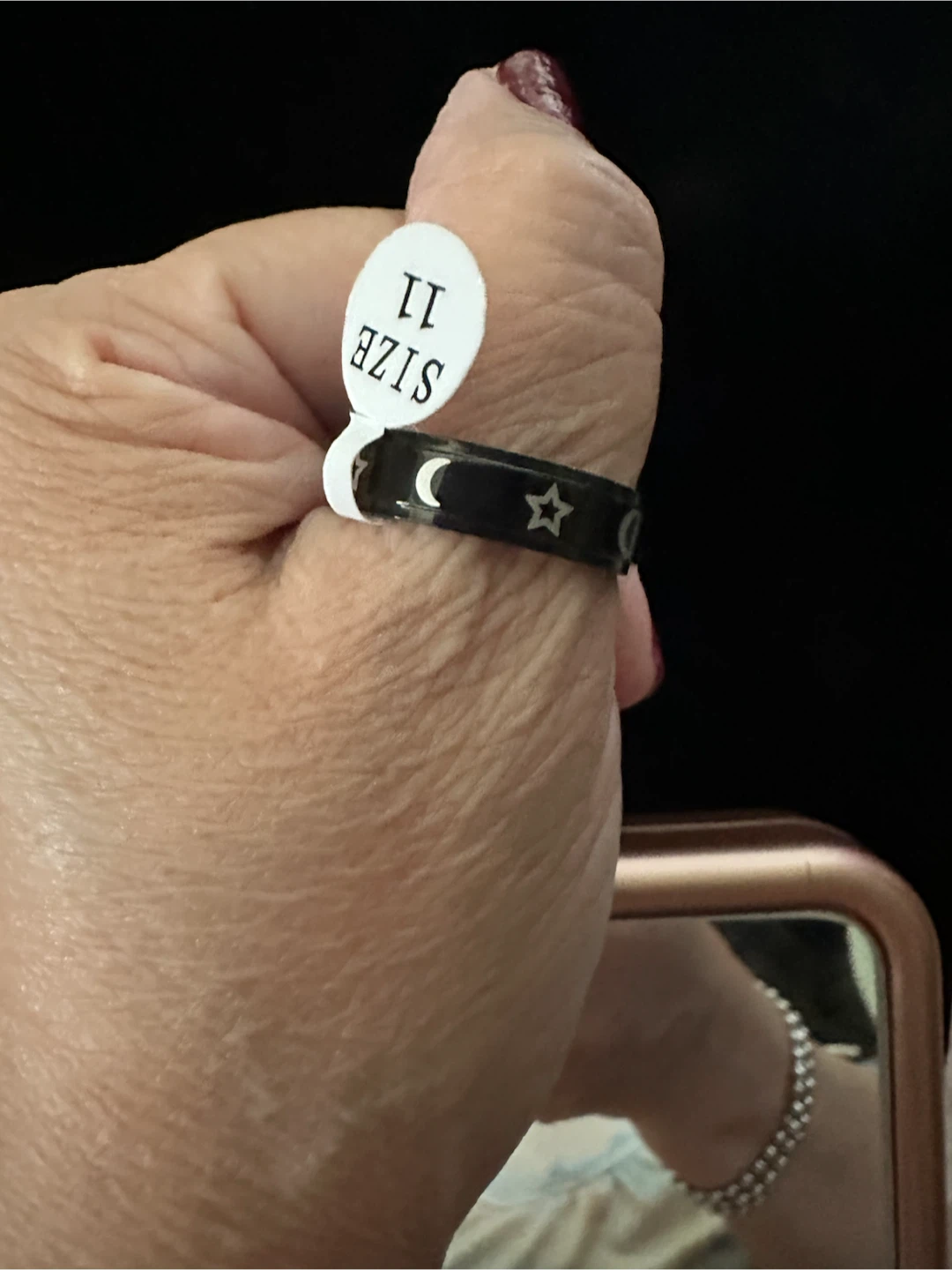 Black Celestial Star and Moon Ring Size 11