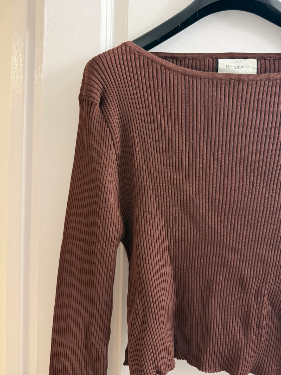 Mima Rosso Long Sleeve Ribbed Top