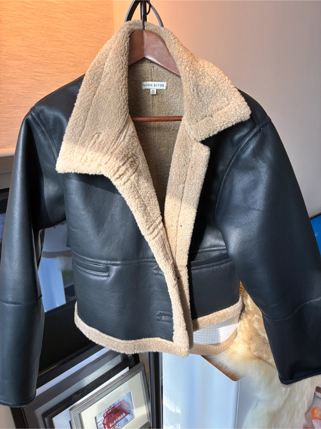 Moon River Faux Leather Shearling Jacket