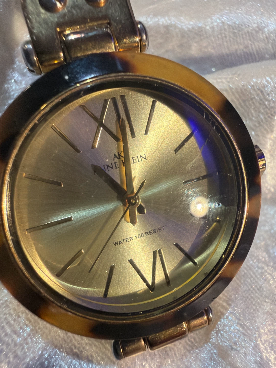 Anne Klein Tortoise Shell and Gold Tone Watch