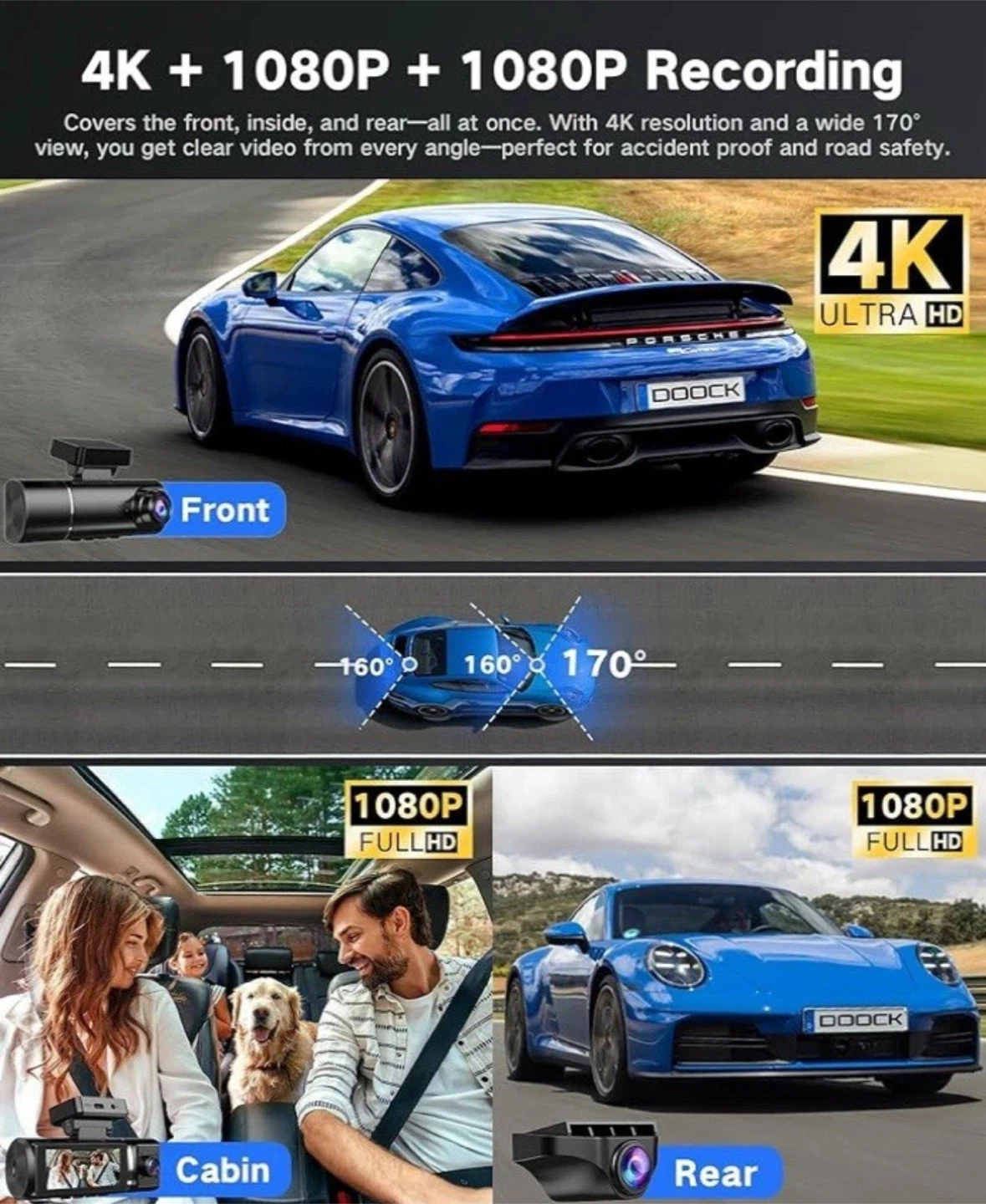 3 Channel 4K Dash Cam with 64GB Card - photo 3