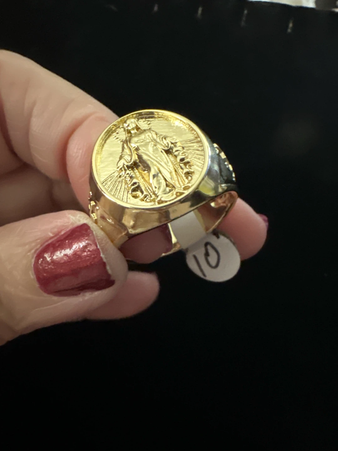 14k Gold-Tone laminated Miraculous Medal Signet Ring Size 10 - photo 3