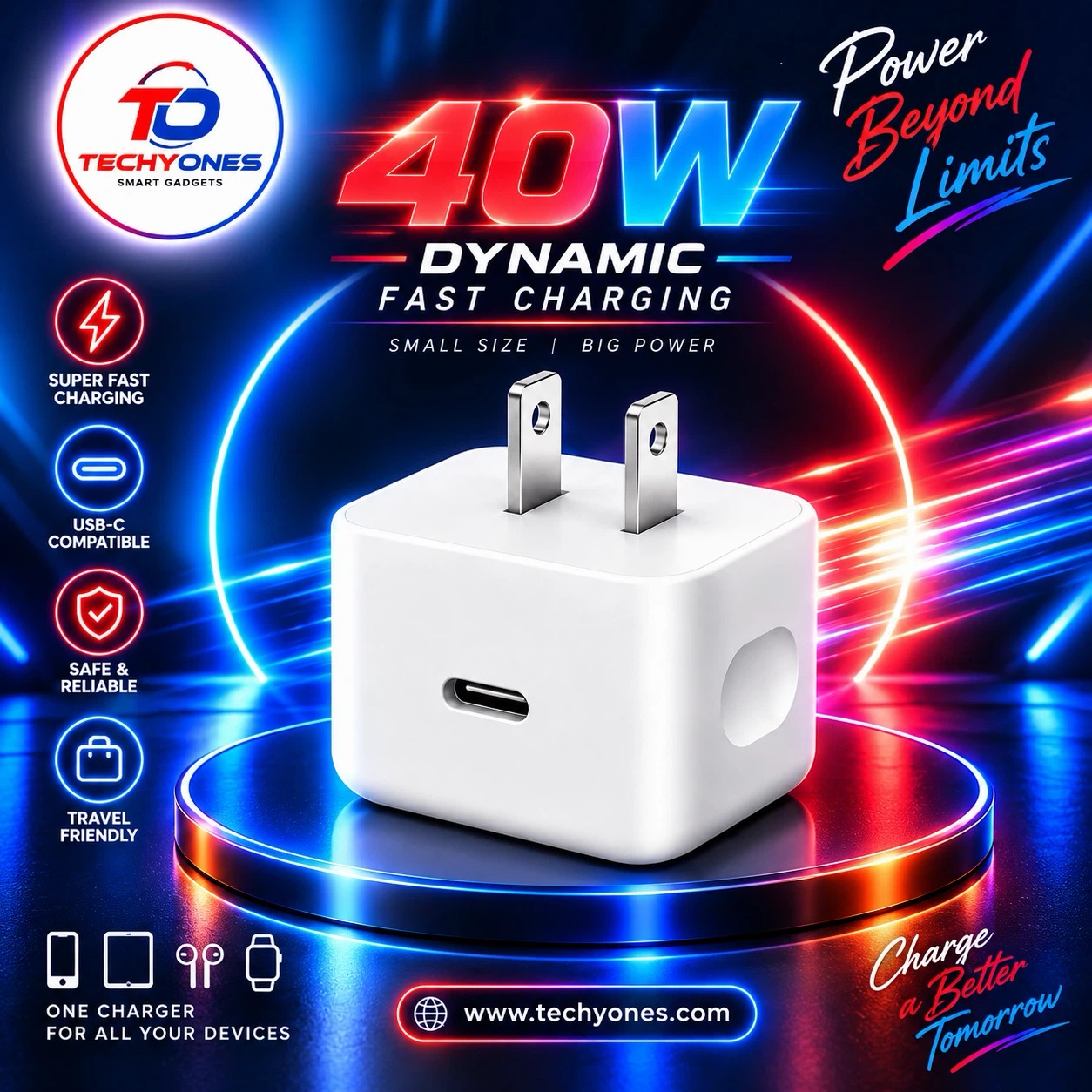 40W Dynamic Power Adapter with 60W Max