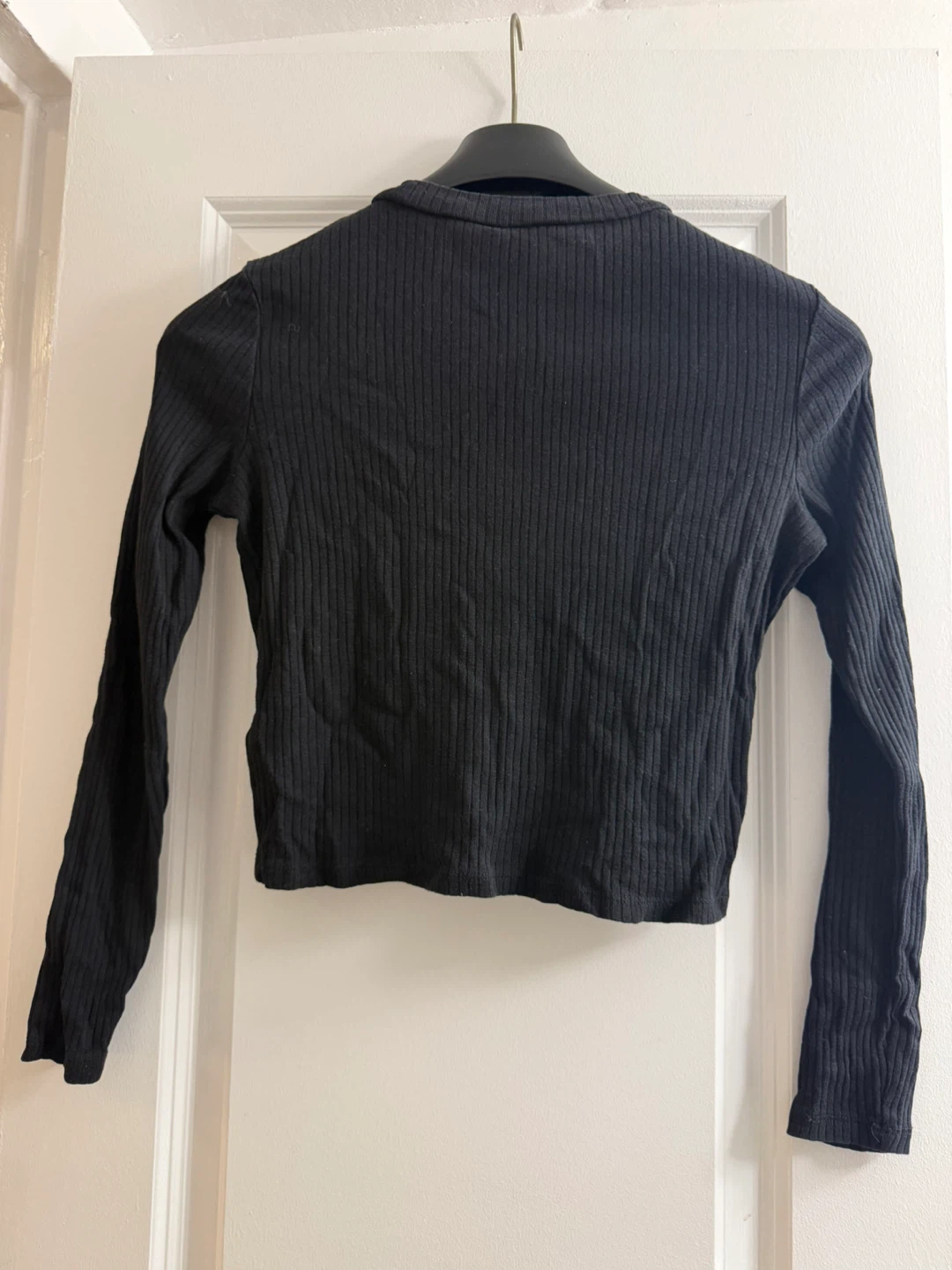 Black Ribbed Long Sleeve Top - photo 2