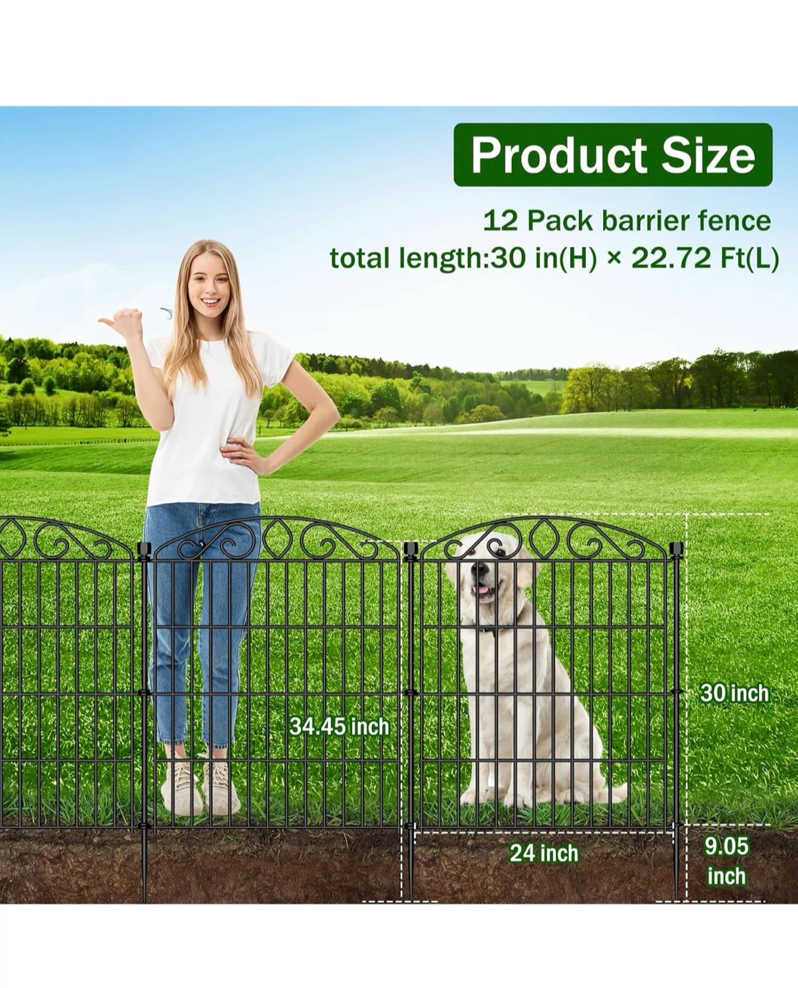 12 Panel Decorative Garden Fence Animal Barrier - photo 2