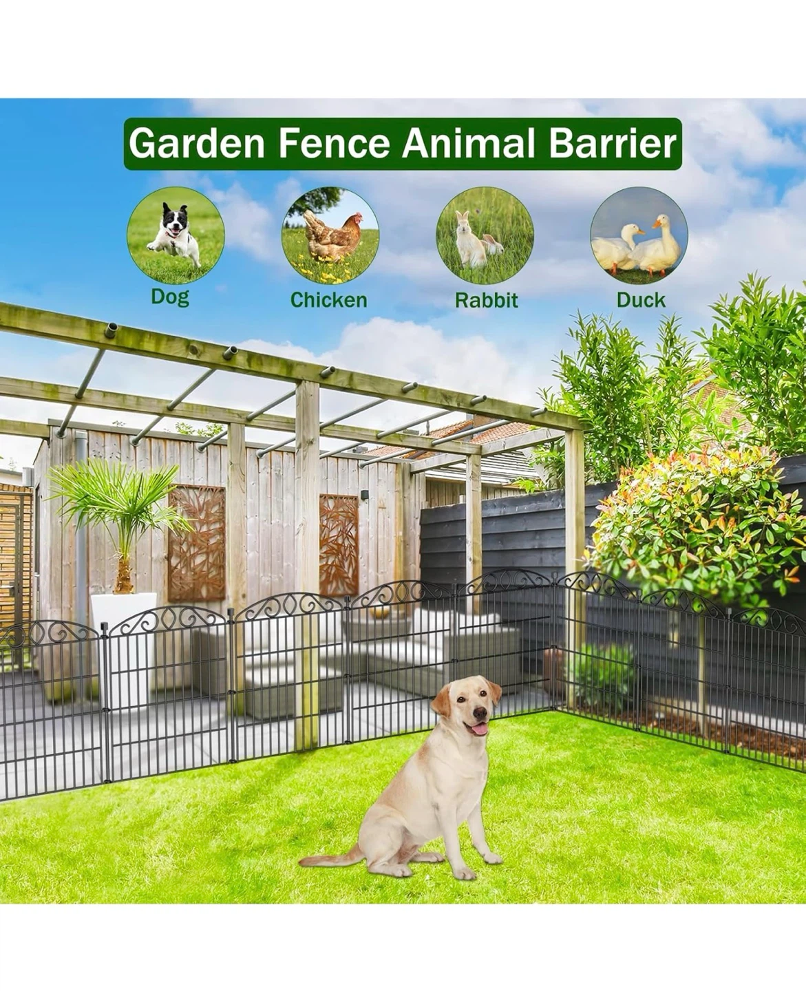12 Panel Decorative Garden Fence Animal Barrier - photo 4