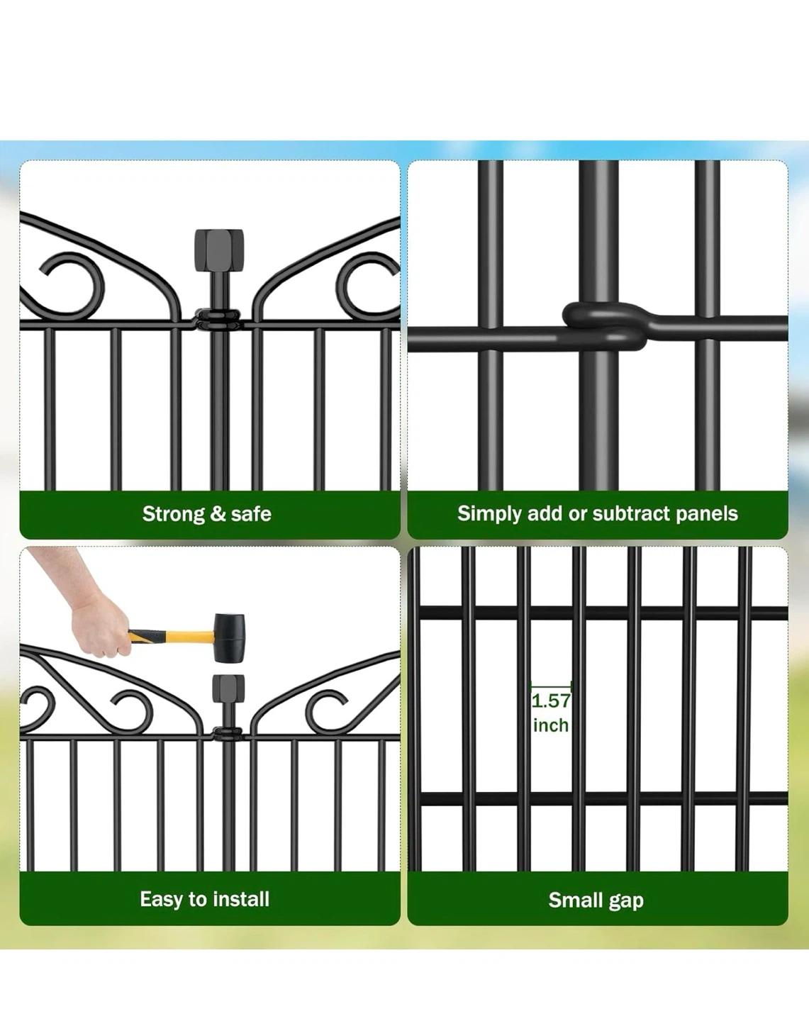 12 Panel Decorative Garden Fence Animal Barrier - photo 5