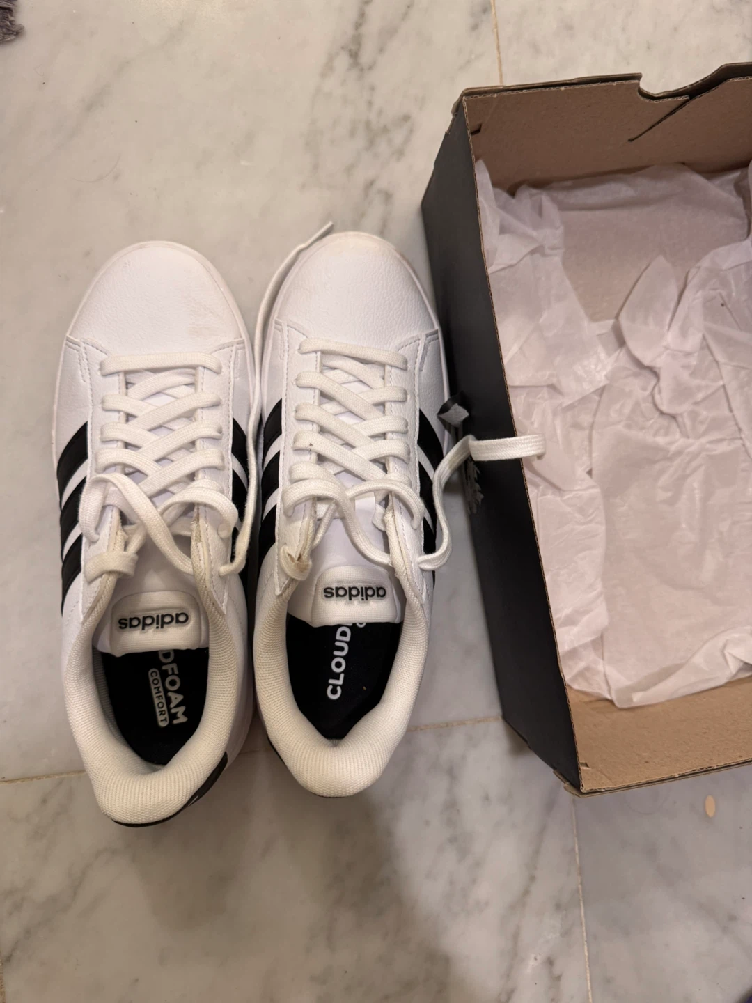 Adidas Cloudfoam White and Black Sneakers