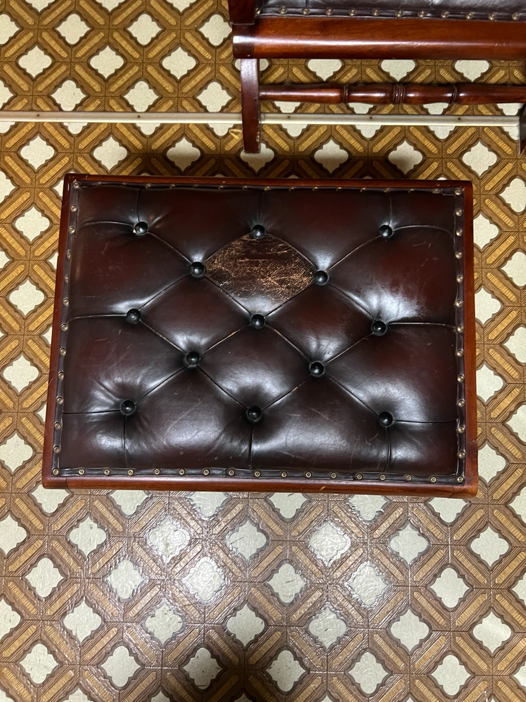 Vintage Tufted Rocking Chair and Ottoman Set - photo 4