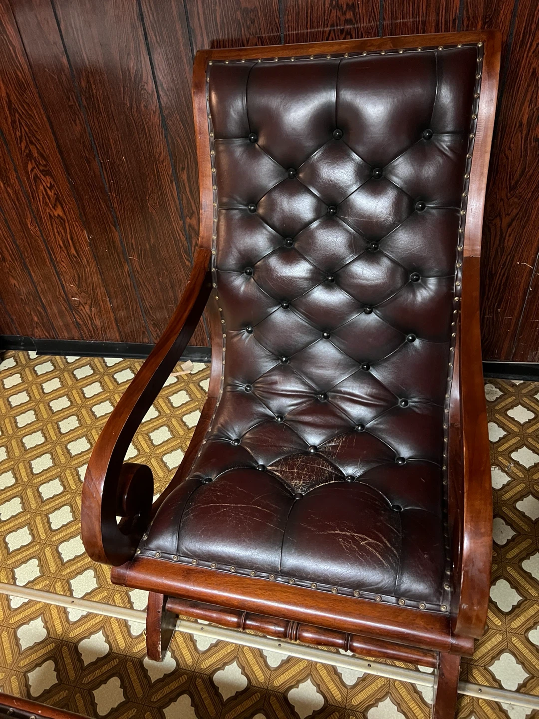 Vintage Tufted Rocking Chair and Ottoman Set - photo 5