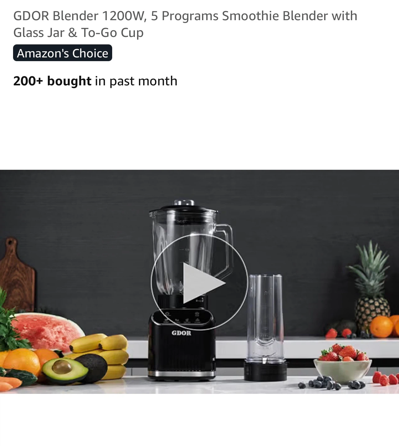 GDOR 1200W Blender with Glass Jar and To-Go Cup - photo 5