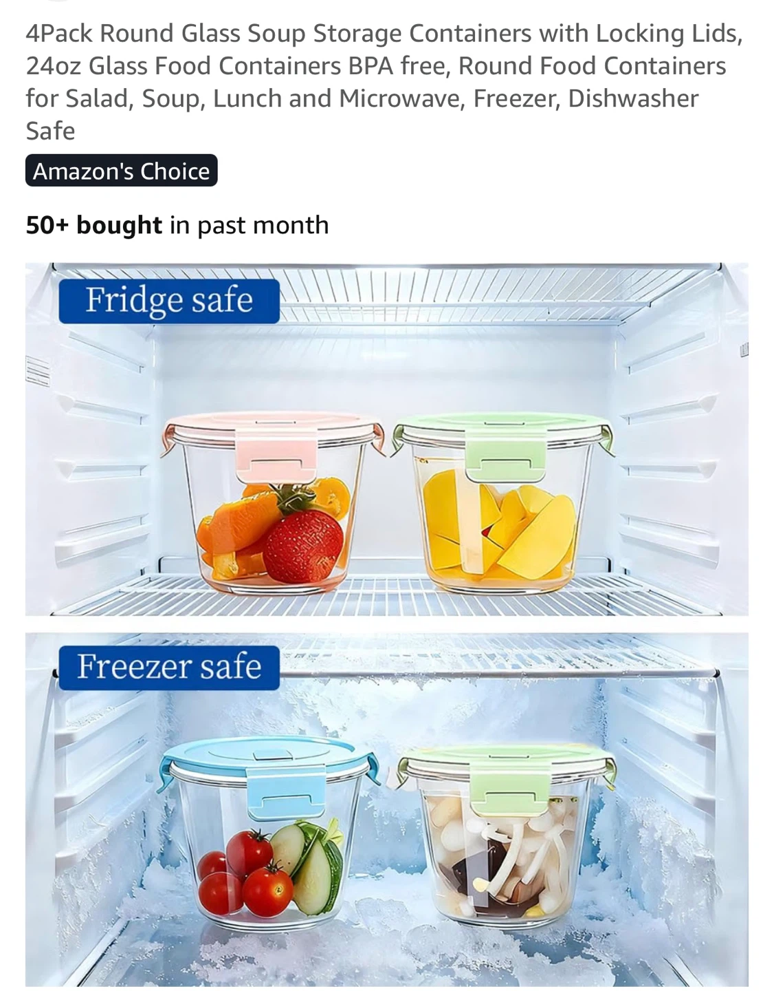 4 Pack Round Glass Storage Containers with Locking Lids - photo 4