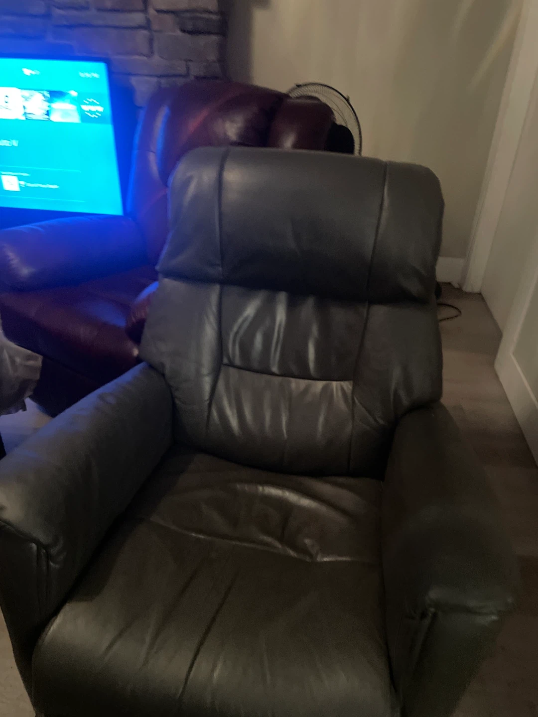 Dark Grey Leather Recliner