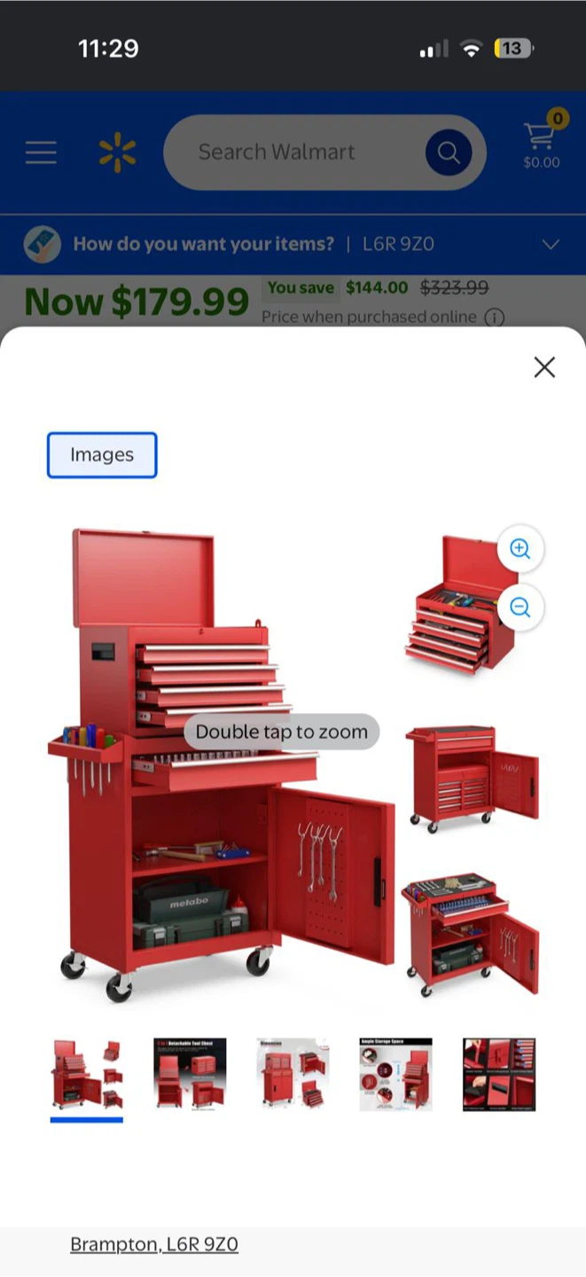 Red 5-in-1 Rolling Tool Chest Cabinet