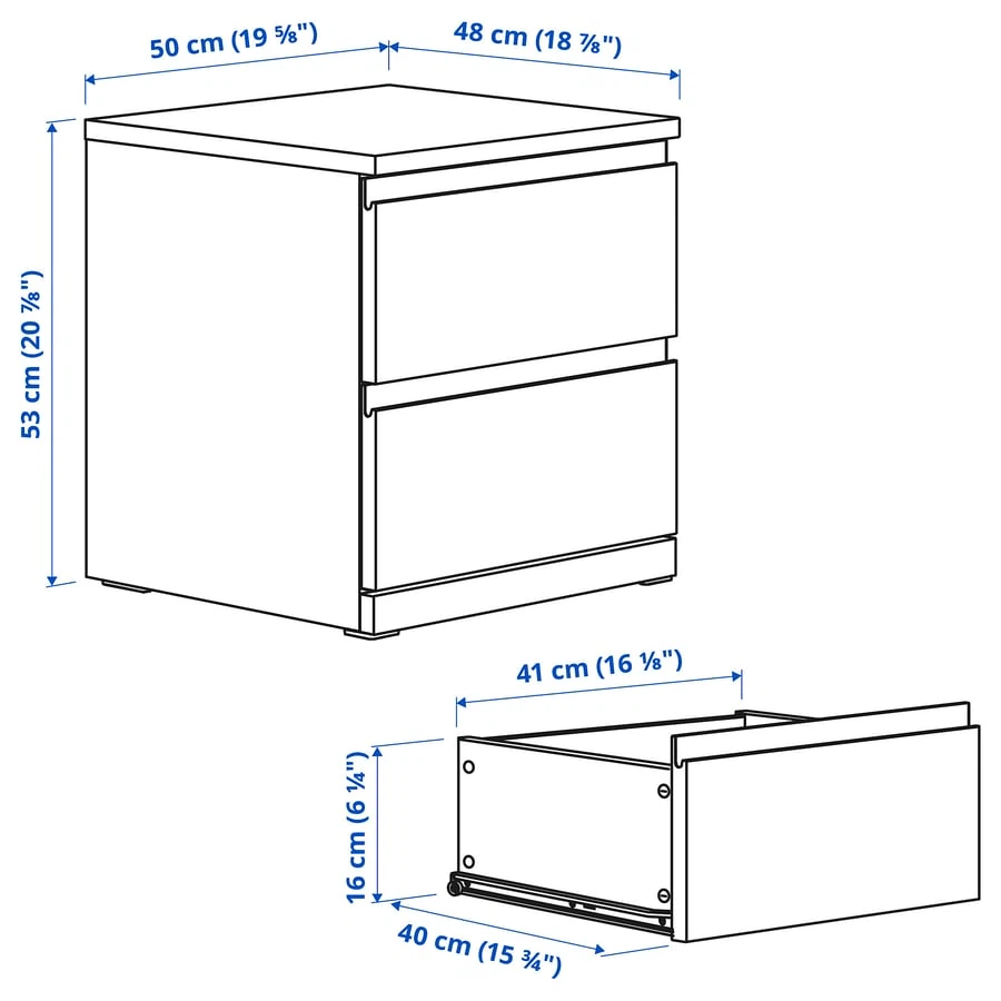 IKEA White 2-Drawer Nightstand - photo 4