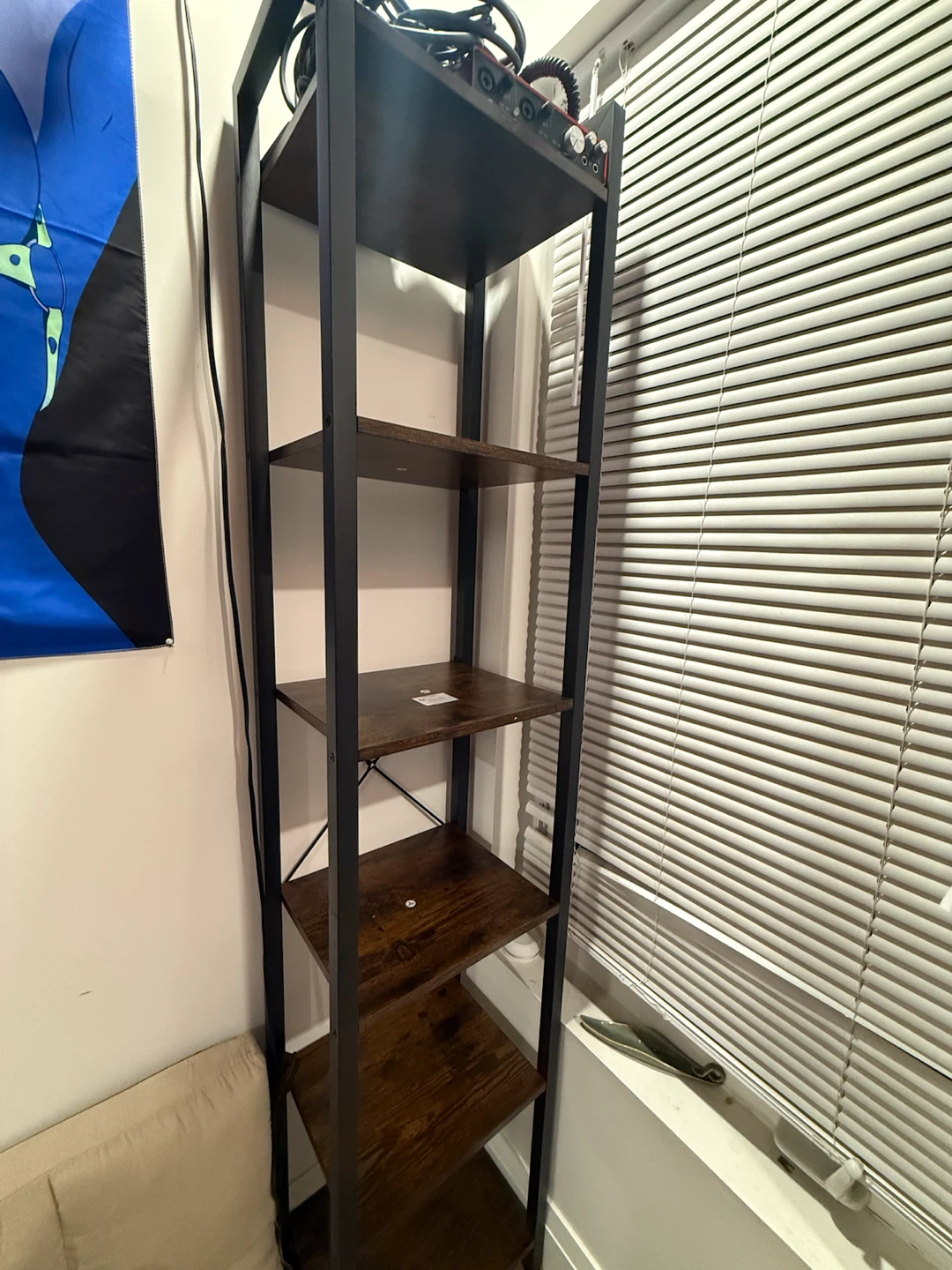 Tall black/brown bookcase like new - photo 3
