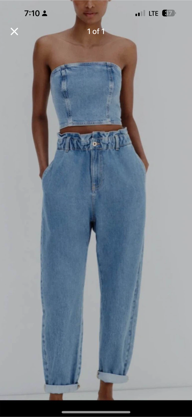 Zara denim paperbag waist jeans