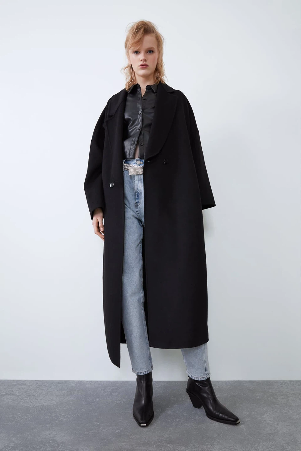 ZARA Black Wool Blend Coat