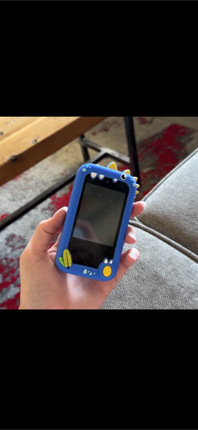 Kids Smartphone Toy in Blue Dinosaur Silicone Case