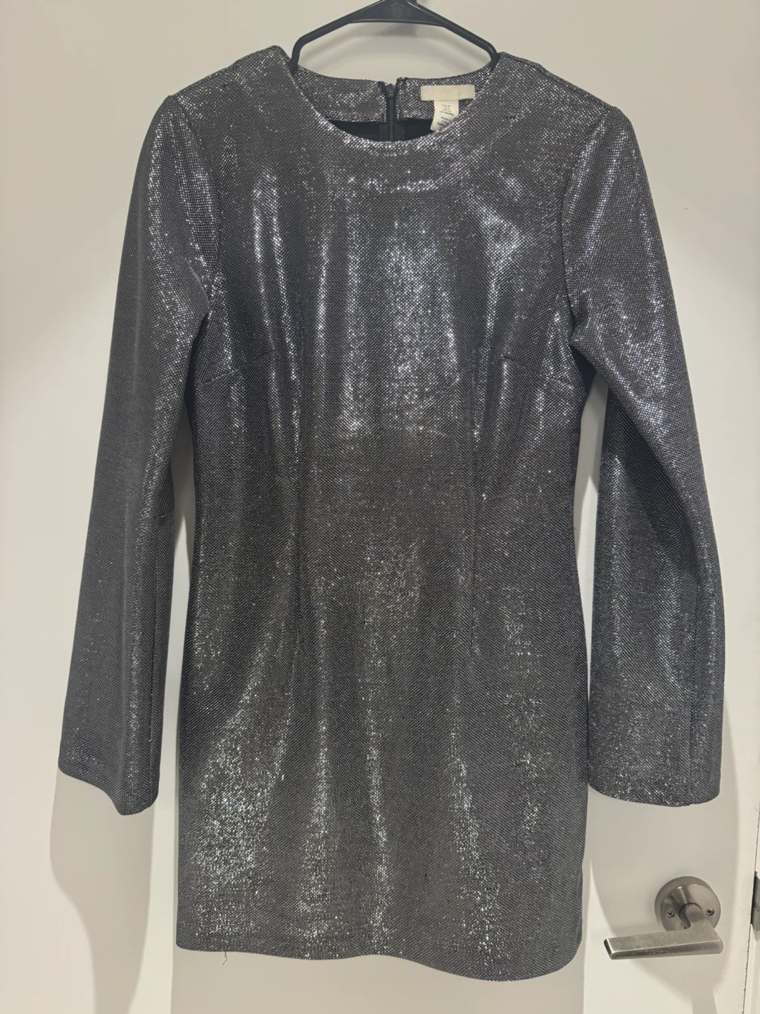 H&M Silver Sequin Long Sleeve Dress