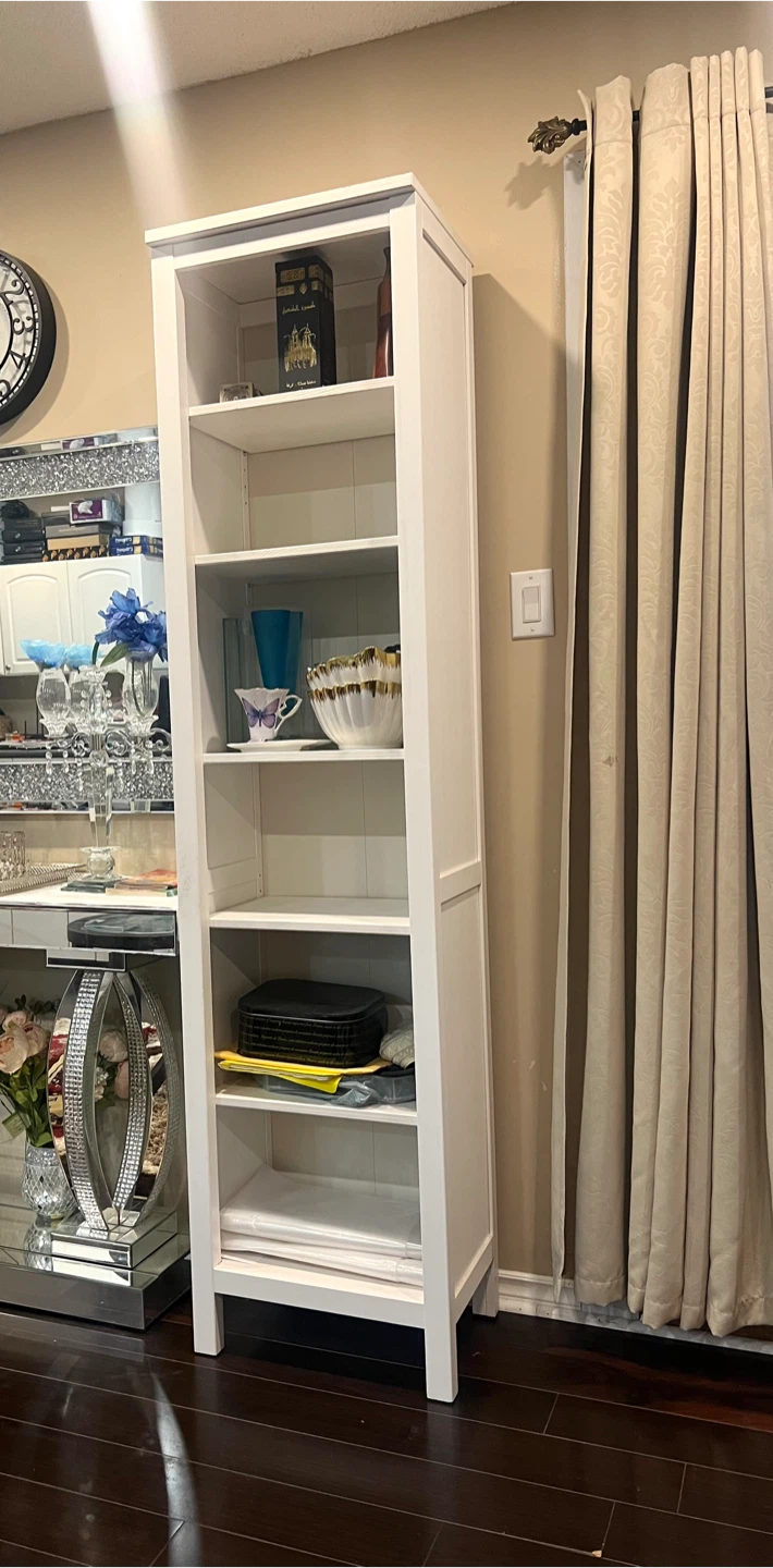 Tall White Slim Bookcase