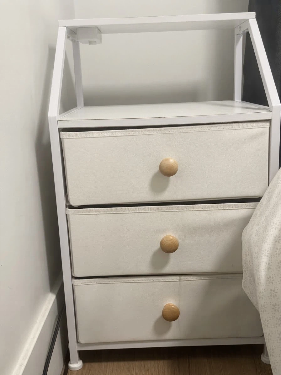 White 3-Drawer Nightstand with Charging Station - photo 2