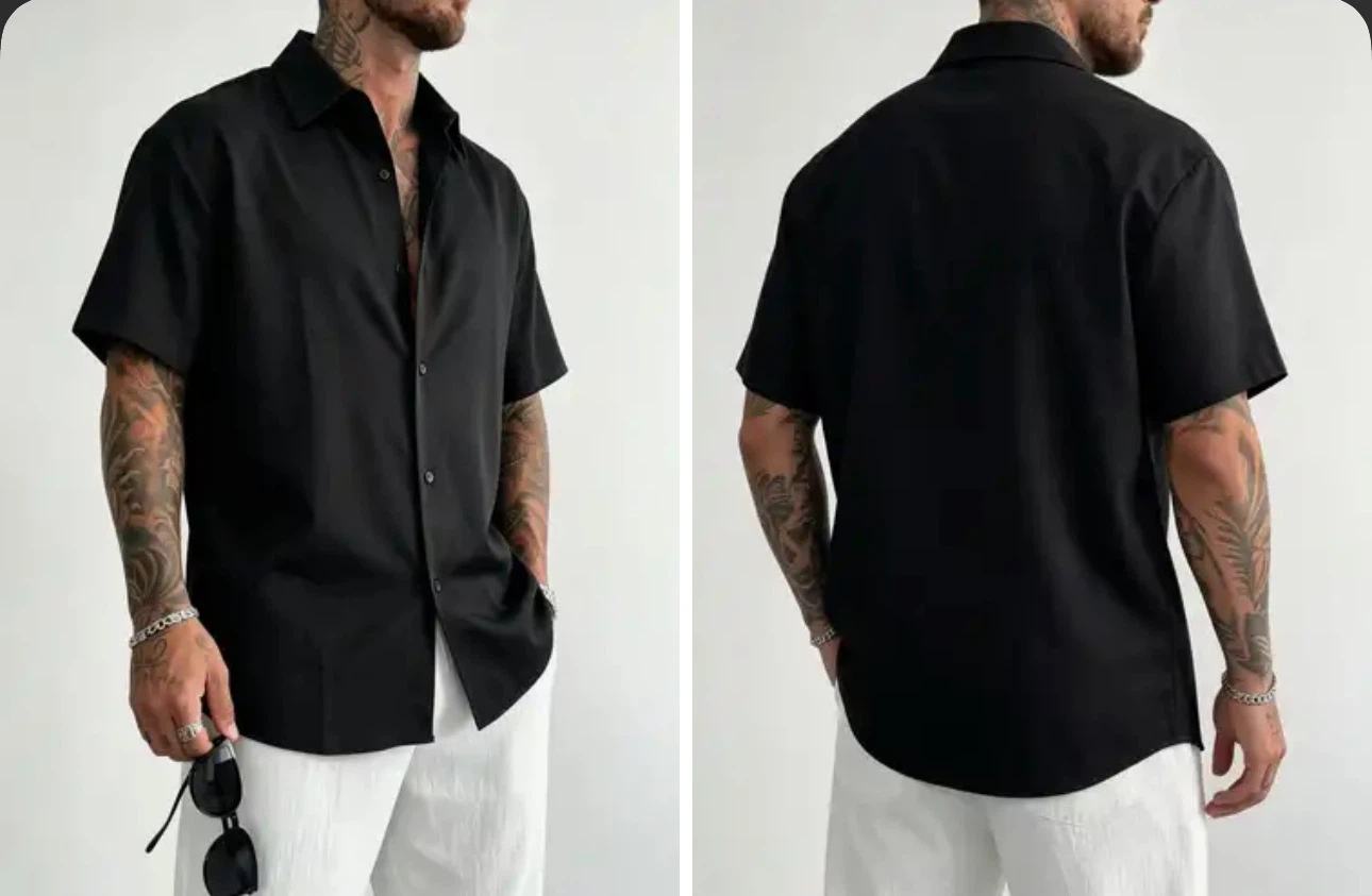 Brand New Black Short Sleeve Button-Down Shirt. Size Med