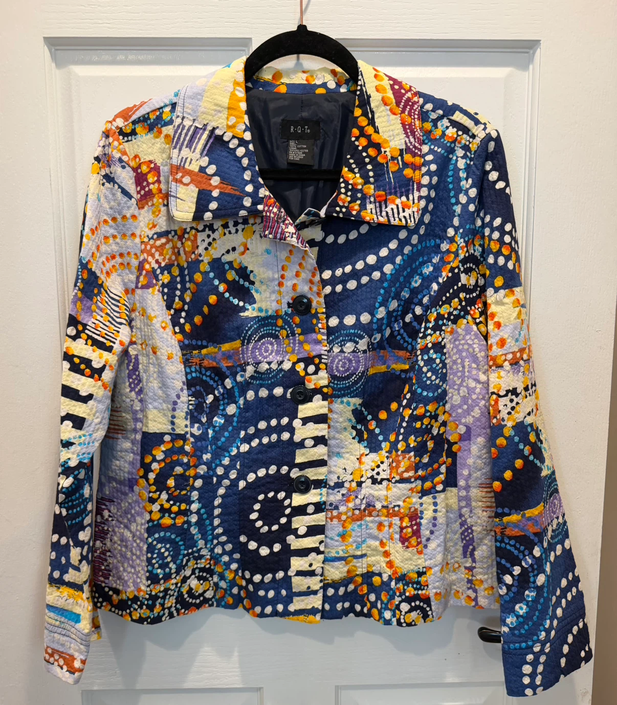 Women’s L Colorful Abstract Pattern Jacket Women’s Fall Blazer