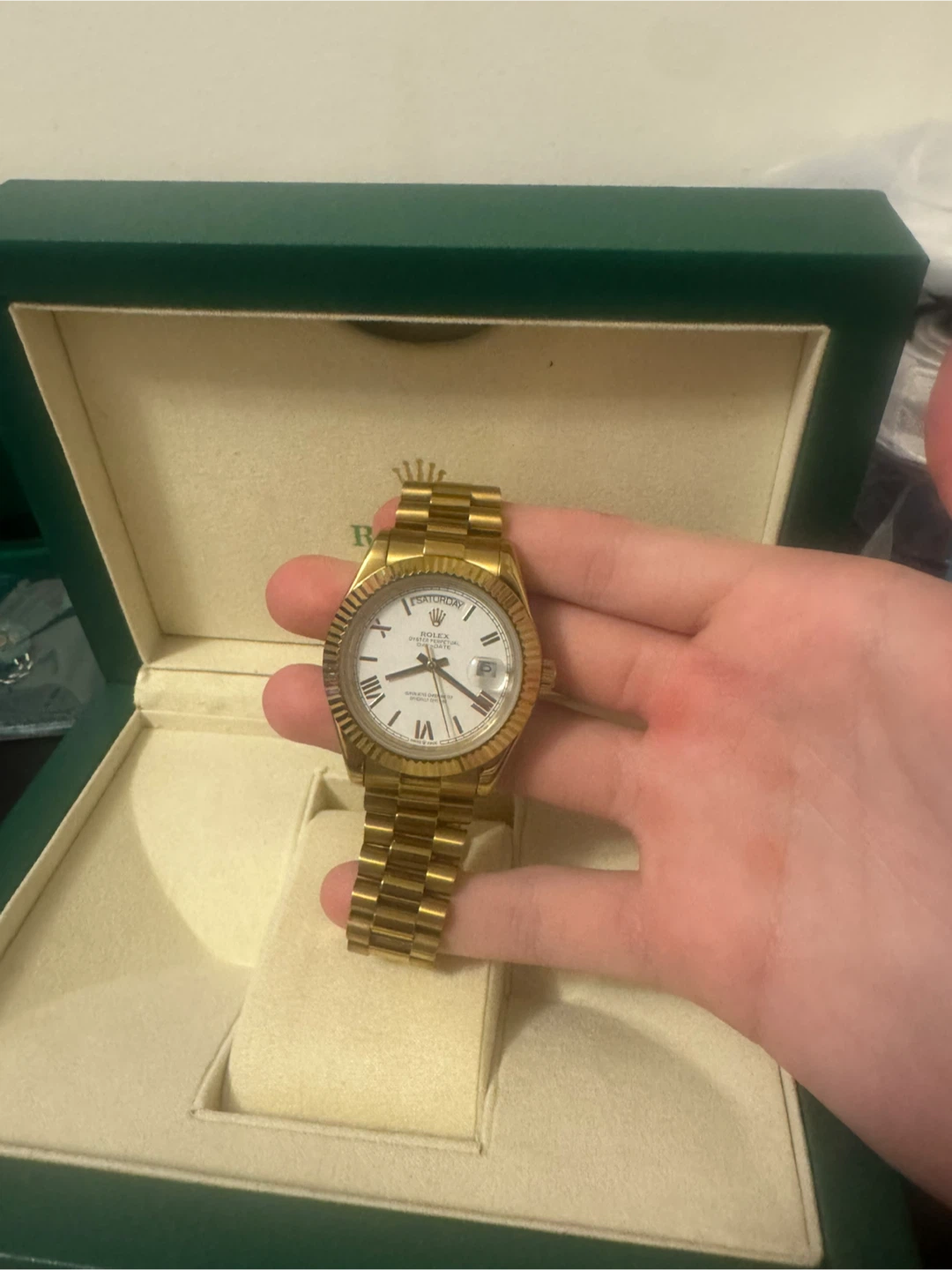 Gold and White Day-Date Oyester Perpetual Rolex - photo 4