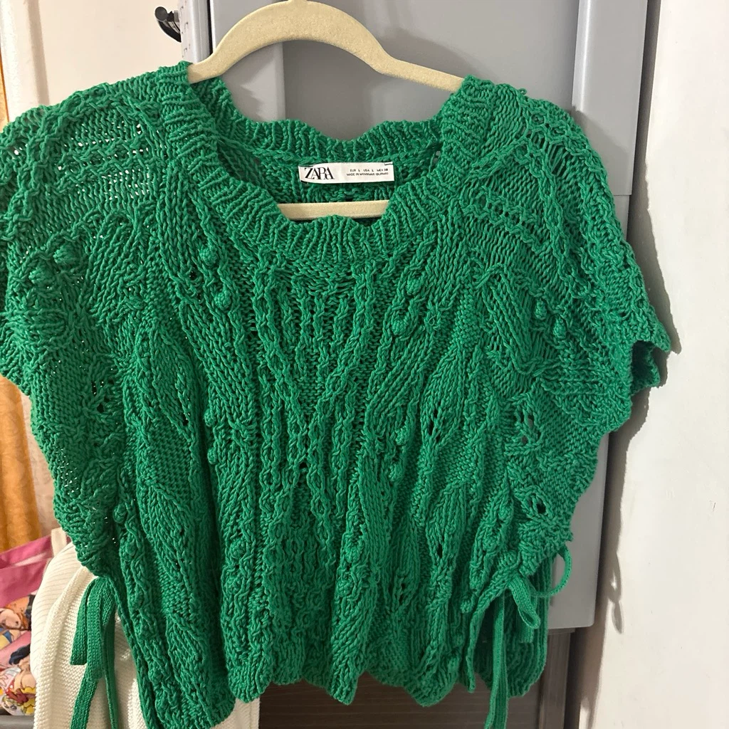 Zara Green Knit Short Sleeve Top - photo 2