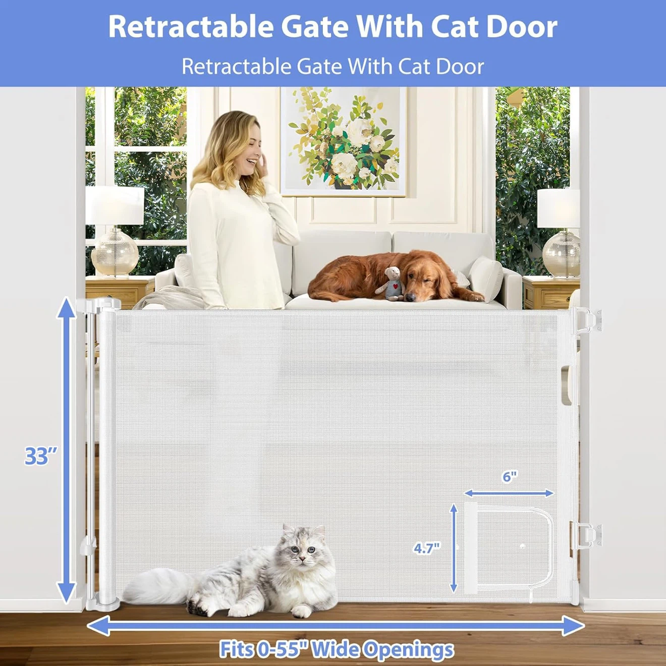 Retractable Safety Gate with Cat Door - photo 4