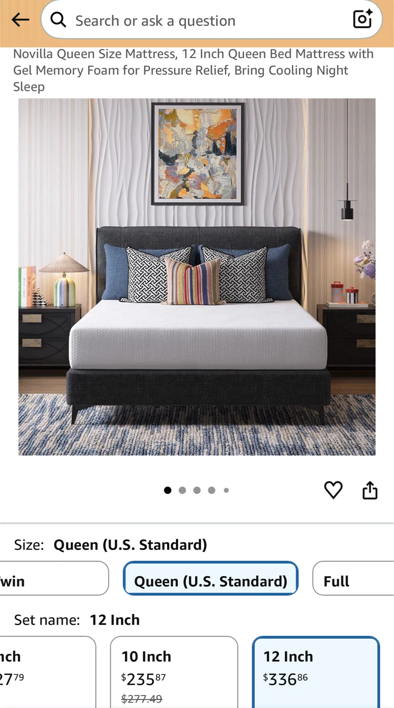 Novilla Queen Size 12 inch Gel Memory Foam Mattress - photo 5