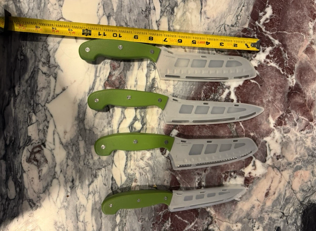 Set of 4 Green Kitchen Knives with Sheaths - photo 2