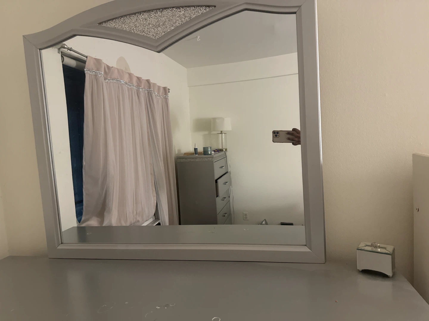 Silver Bedroom Dresser with Mirror - photo 2