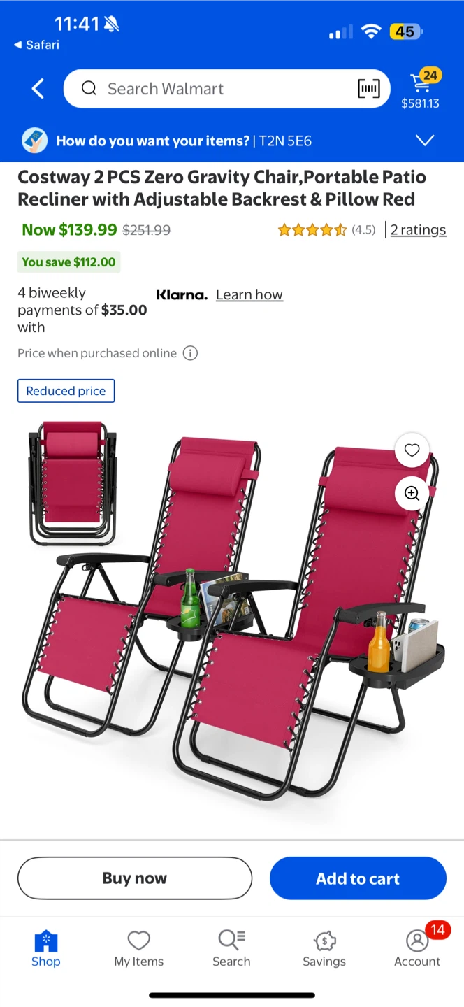 Two Red Zero Gravity Chairs - photo 4