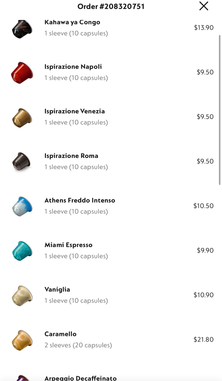Nespresso Original Capsules – 99 Capsules for $70