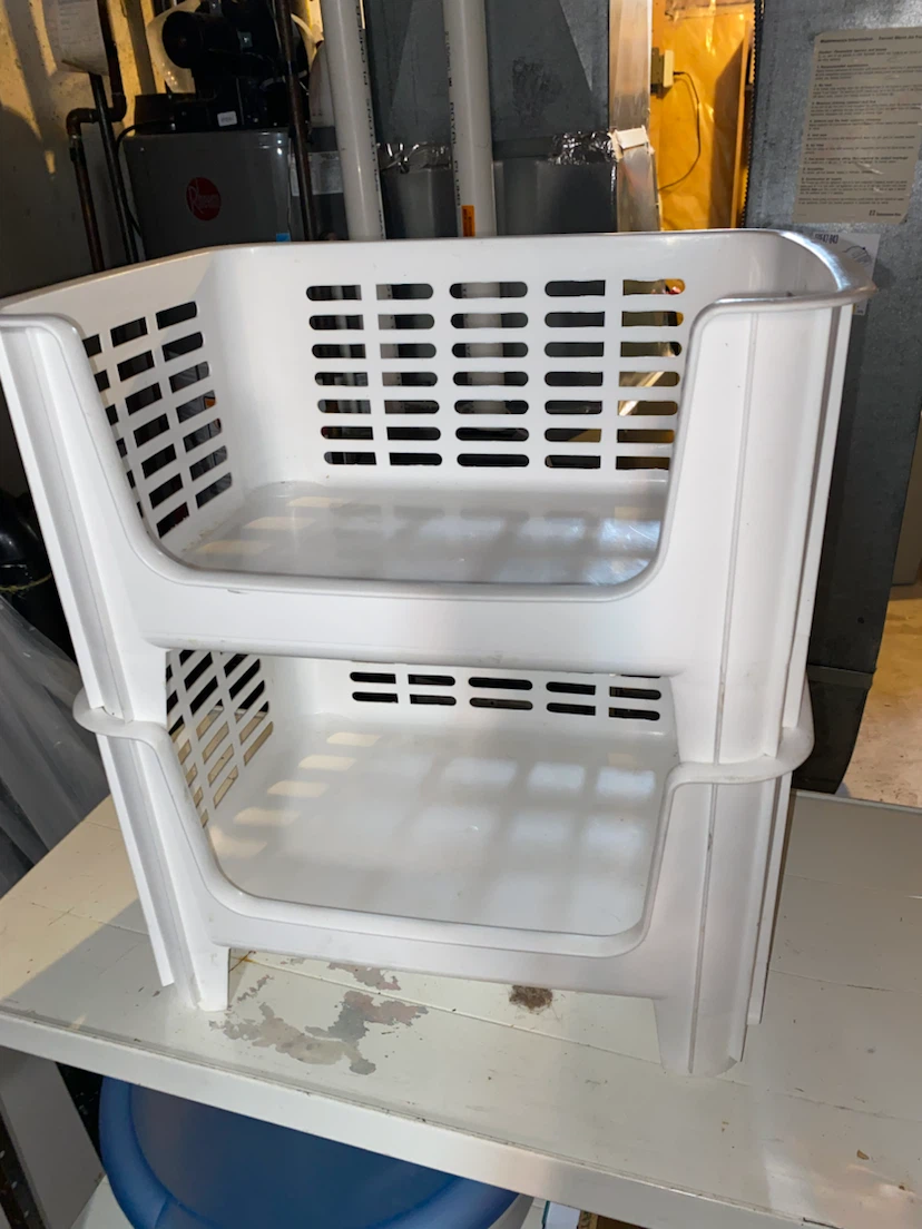 Stackable White Plastic Storage Bins