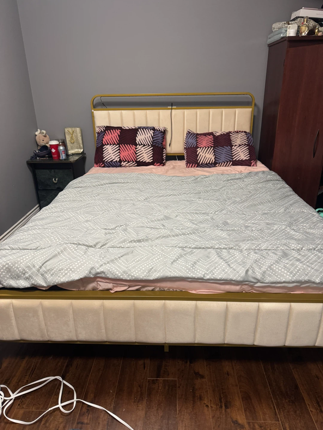 Queen size Golden Bed Frame & MATRESS (brand new)  LED Lights