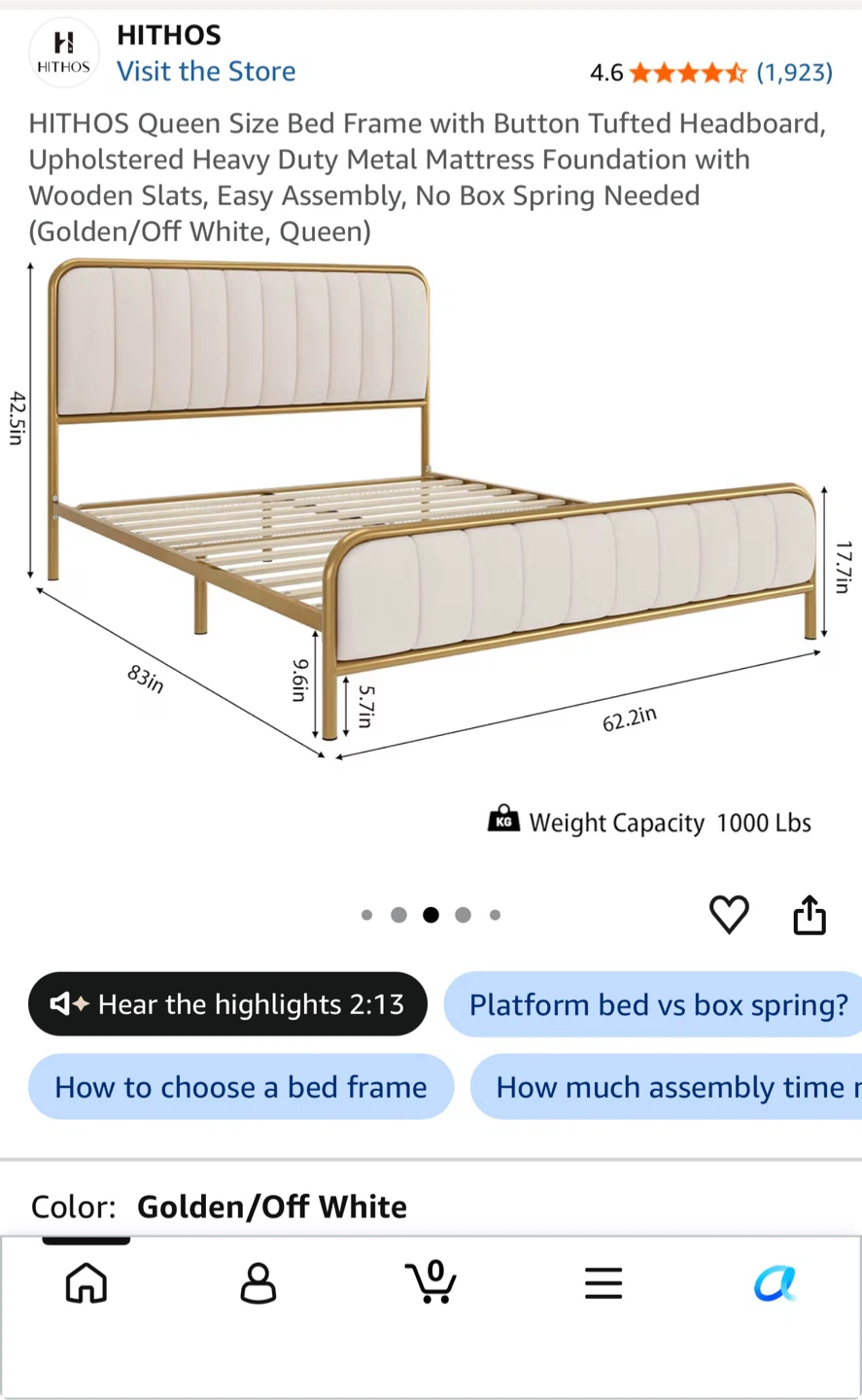 Queen size Golden Bed Frame & MATRESS (brand new)  LED Lights - photo 2