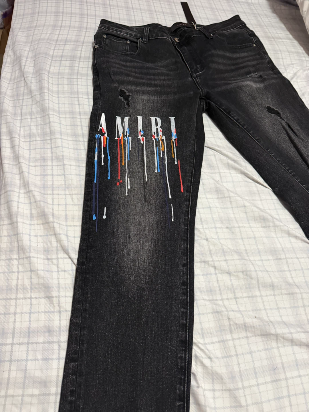 Amiri Black Paint Drip Jeans - photo 3