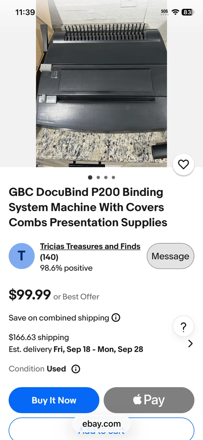 MINT CONDITION GBC DocuBind P200 Binding System