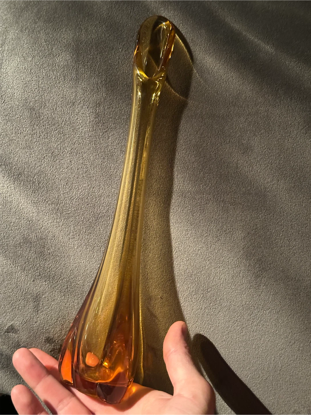 Mid Century Viking Glass Amber Bud Vase