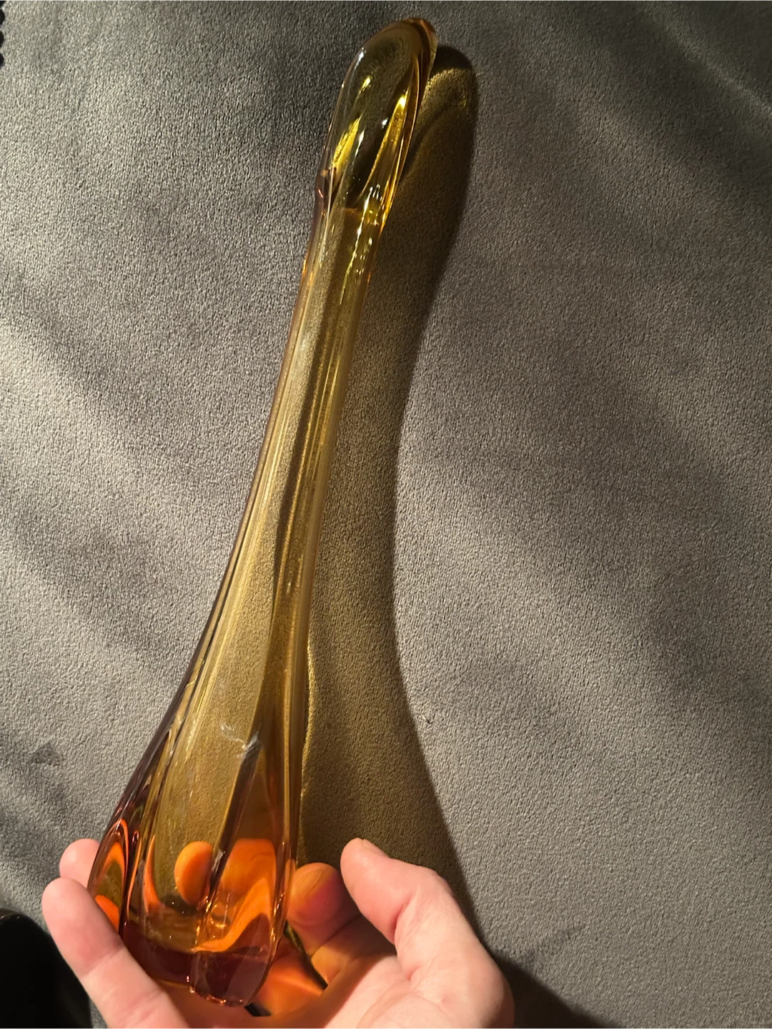 Mid Century Viking Glass Amber Bud Vase - photo 3