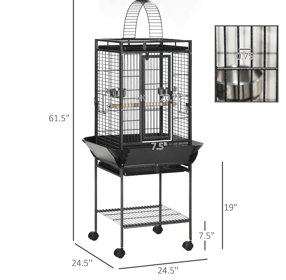 Rolling Metal Wrought Iron Bird Cage with Play Top - photo 4