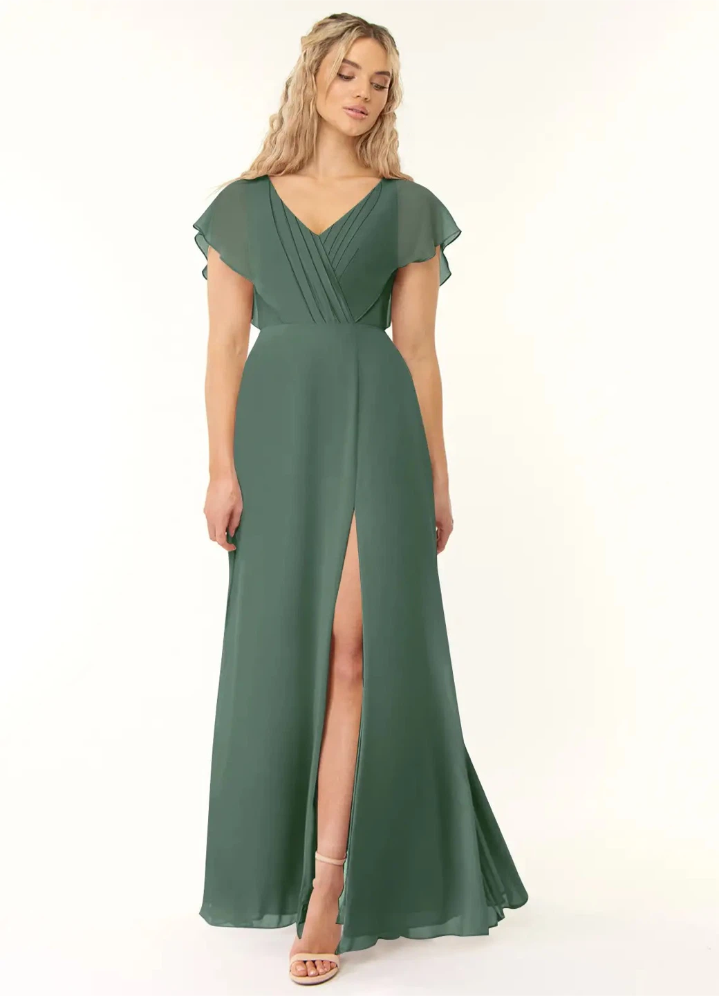 Azazie Eucalyptus Chiffon Dress A14