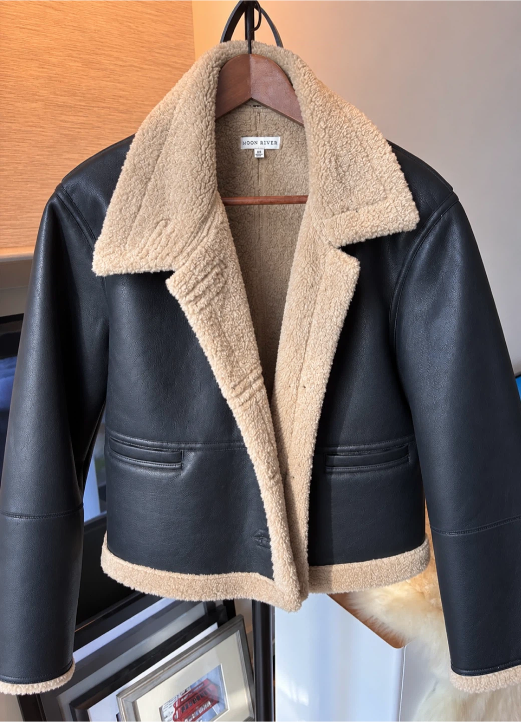 Moon River Faux Leather Shearling Jacket