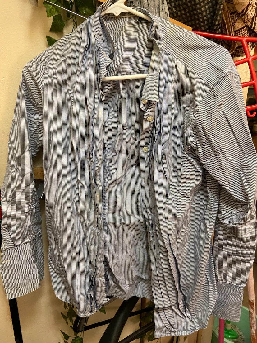Blue and White Striped Long-Sleeve Shirt