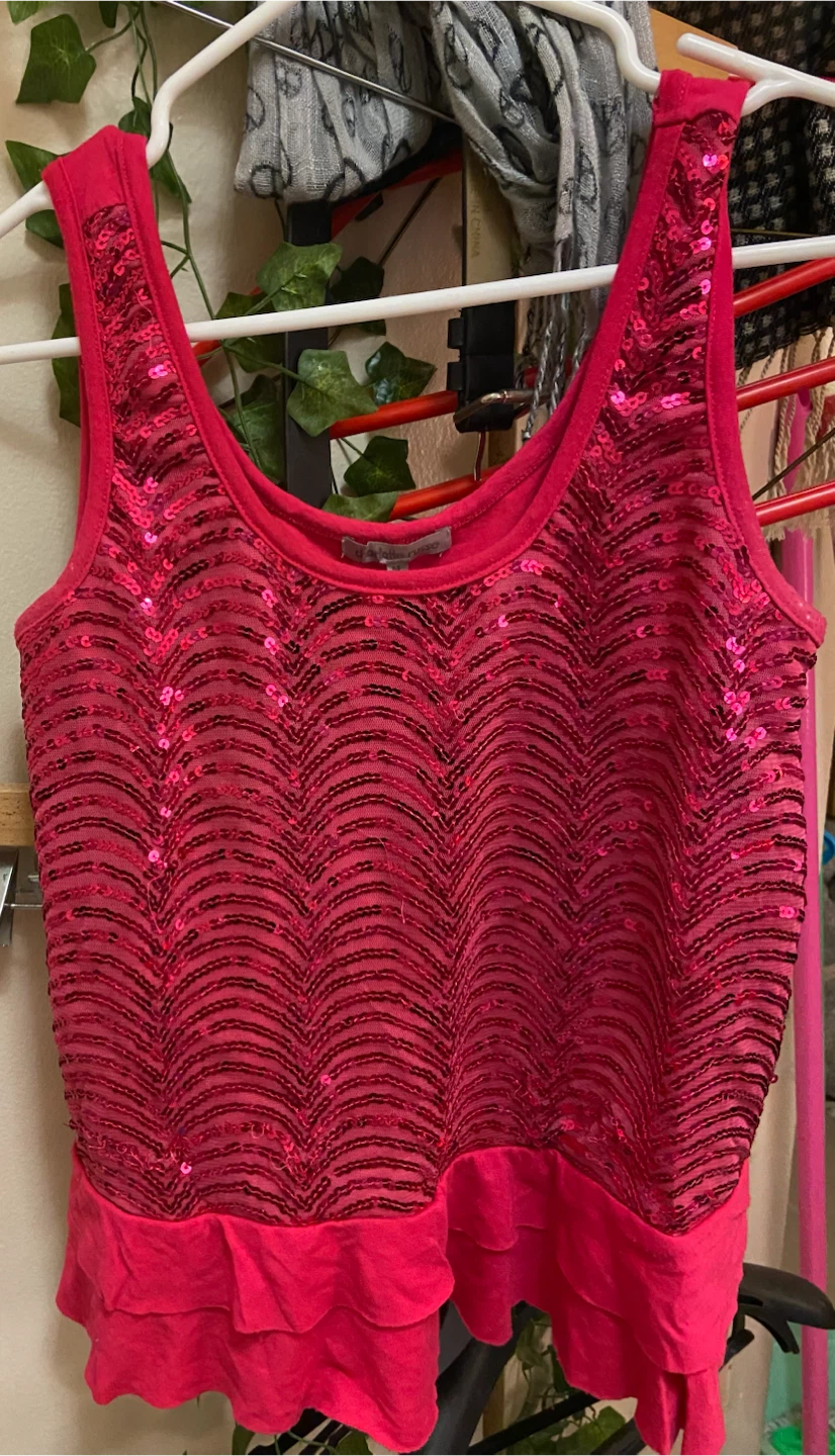 Charlotte Russe Hot Pink Sequin Tank Top