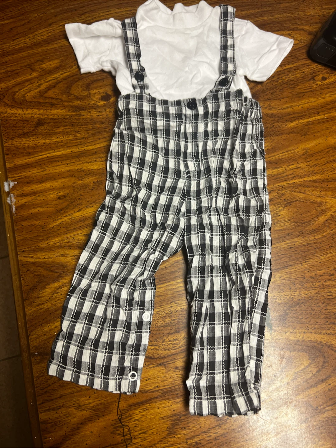 Baby Plaid Overalls with White Shirt Set